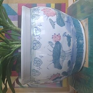 CHINOISERIE GREEK KEY LILY PAD POND MOTIF PLANTER